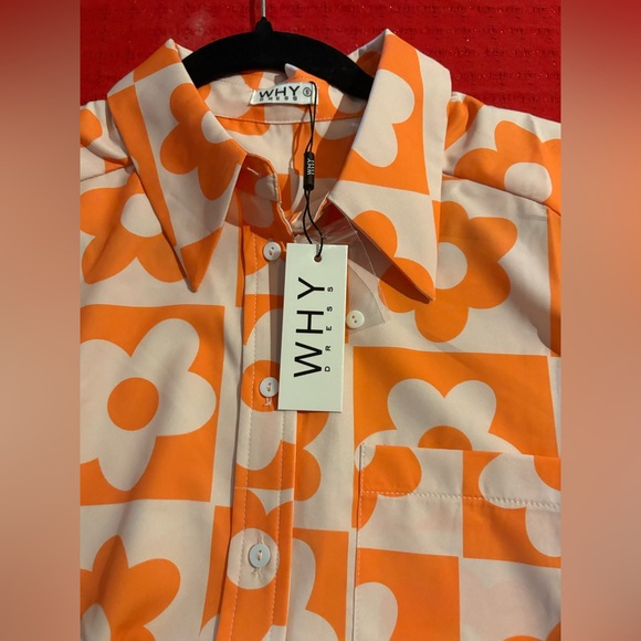 NWT Floral Orange Set. Shirt Buttons Down $ Wide Leg Pant. S, M, L, XL and XXL. - Picture 7 of 16